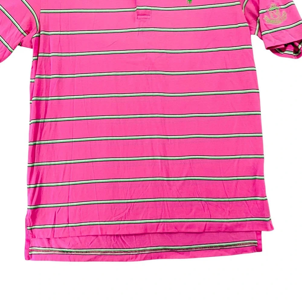Polo Golf Ralph Lauren Mens Pink Striped Pima Cotton Polo Shirt M - Picture 7 of 10